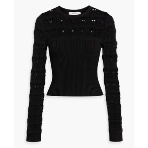 Elegant Black Knit Long Sleeve Top